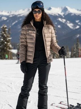Eddie Bauer Light Gray Packable Down Puffer Jacket